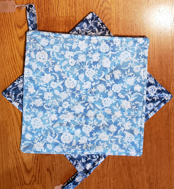 blue flower potholders